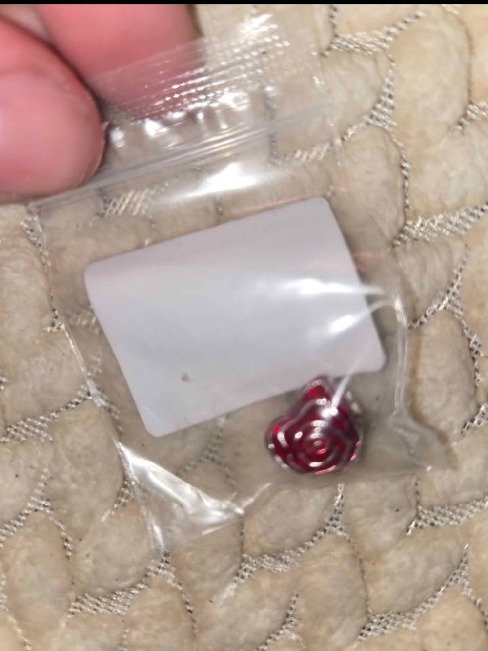 Pandora Red Rose Enamel Charm with Silver Accents And Braclet New Never Worn
